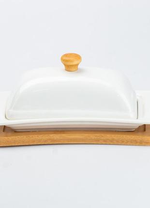 Маслянка для вершкового масла та сиру з кришкою бамбукова 18 х 11.5 х 7 см1 фото