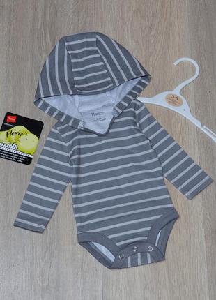 Боді hanes 0-6 міс. бодік з капюшоном класний кофта кофтинка довгий рукав для хлопчика...