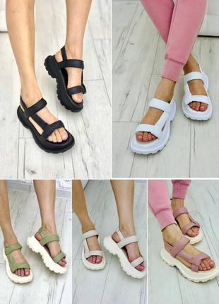 Неймовірно м'які пудрові босоніжки на платформі р36-40 натуральна шкіра сандалі2 фото