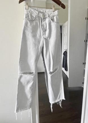 Zara! трендові  широкі джинси  моми /прямие /рвание/дирки/розрізи