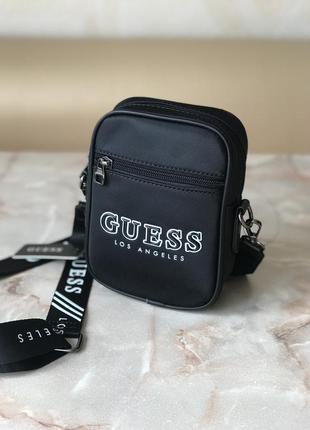 Сумка мужская кросс-боди guess logo nylon crossbody оригинал нейлоновая черная гесс кросс боди