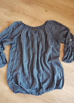 Блуза женская блузон в горошек романтического стиля длинный рукав