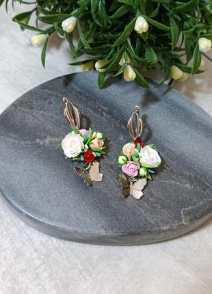 👌сережки з квітами🌹🔥 (полімерна глина)