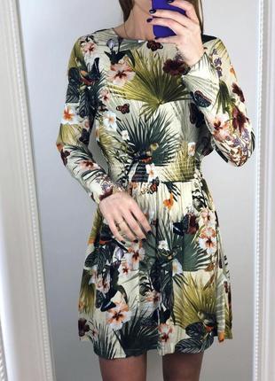 Красивое цветочное платье с птицами h&m