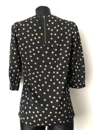 Интересная черная блуза в бежевый горошек от next, размер 6, укр 42-443 фото