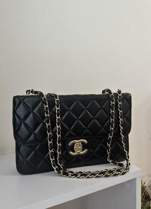 Сумка chanel чорна шкіряна