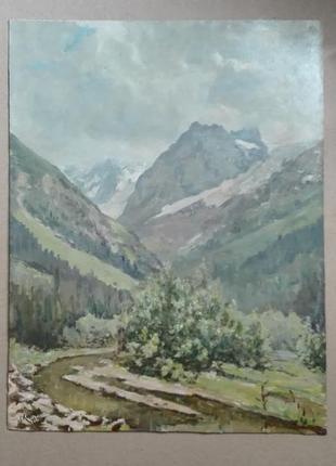 №16. георгий кононов (1896гр.) пейзаж речка в горах . карпаты 1971г урср