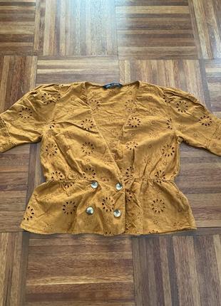 Новая кружевная блуза рубашка пиджак хлопок и лен zara s испания 🇪🇸
