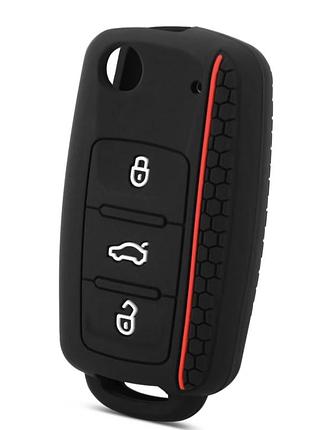 Силиконовый чехол для автоключа vw golf, jetta, polo, skoda, yeti, superb, octavia, rapid, seat, leon, ibiza