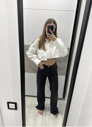 Джинси палаццо довгі необроблений низ чорні mango zara