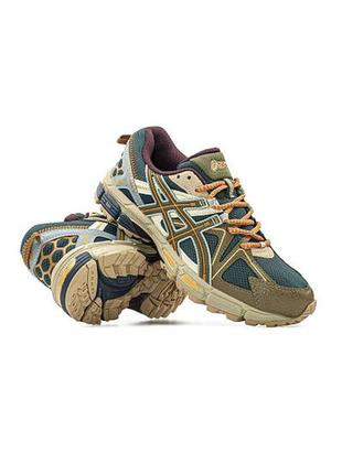Кросівки asics gel kahana 8 turquoise beige khaki / асікс гел-кахана 8 бірюзові з бежевим та хакі