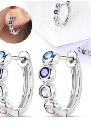 Серьги серебро silver_pandora original маленькие кольца