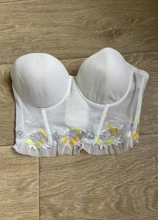 Топ корсет, с чашкой, сетка, вышивка