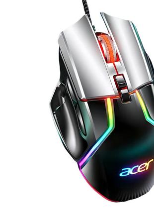 Миша acer pmw310-p дротова ігрова з регульованою rgb підсвіткою, вагою та 6400dpi, сірий1 фото