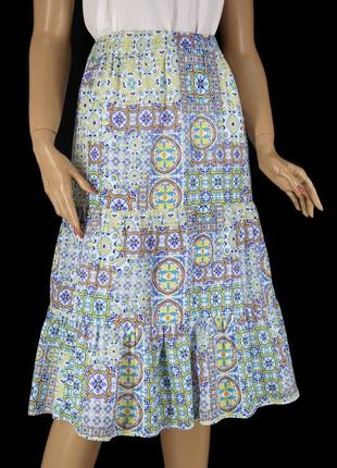 Нова брендова бавовняна спідниця міді "primark" з візерунком. розмір uk16/eur44.