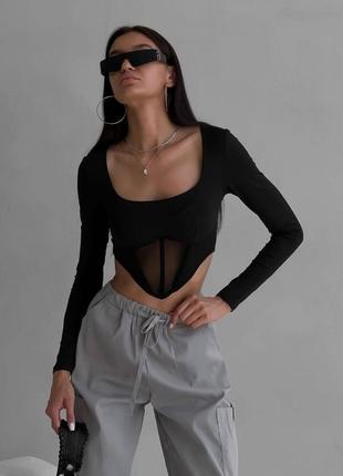 Лонгслив с имитацией корсета💣