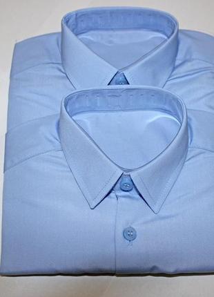 George.товар привезен из англии. набор из 2 голубых школьных рубашек с короткими рукавами.2 фото
