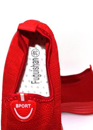 Жіночі літні червоні кеди-мокасини,дихаючі кросівки-сіточка текстильні на літо,жіноче літнє взуття5 фото