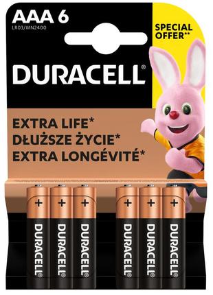 Батарейка duracell lr03 mn2400 1х6 шт.