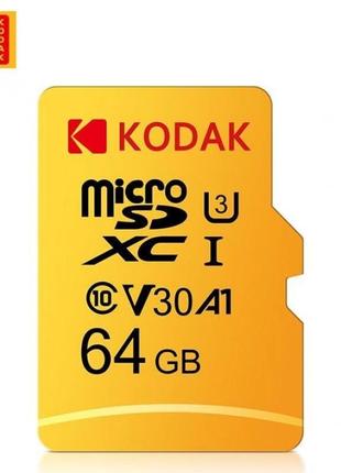 Карта памяти micro sd kodak 64gb u3, a1 class 10, uhs-i high speed