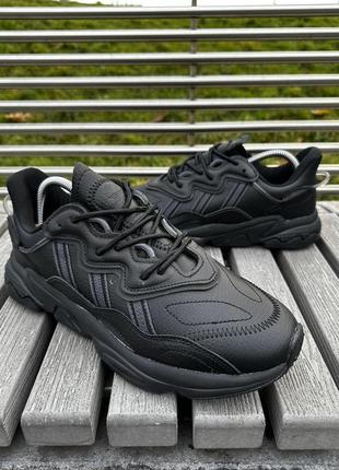 Кросівки adidas ozweego (чорні, шкіряні)8 фото
