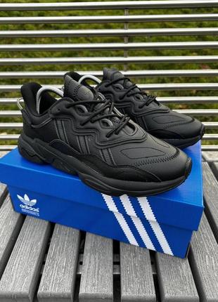 Кросівки adidas ozweego (чорні, шкіряні)10 фото