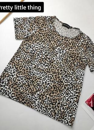 Футболка жіноча в леопардовий тваринний принт від бренду pretty little thing xs