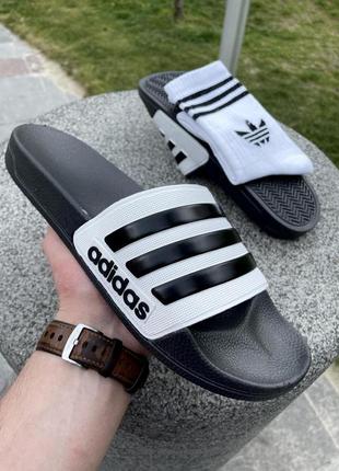 Тапки від adidas (black & white)1 фото