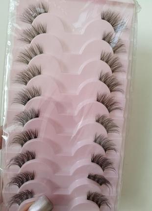 Ресницы накладные цельные пучки лисьи глазки ленточные пучковые половинки объем 3d 4d 5d
