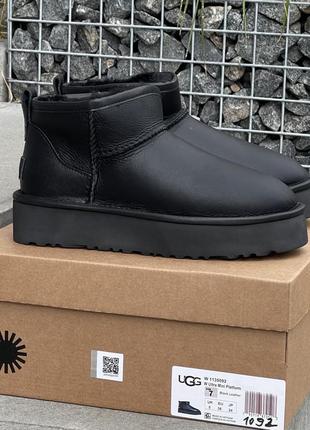 Ugg utra mini platform leather black 36