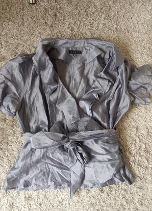 Натуральна блуза, бавовна, шовк, на запах, волани, coast