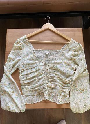 Топ-блуза з довгим рукавом із драпіруванням h&m
