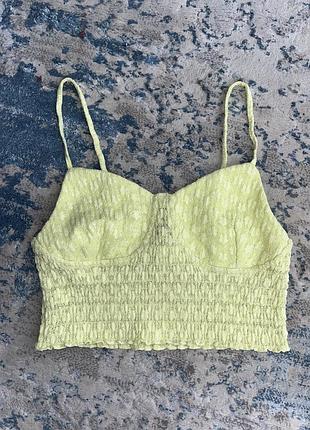 Желтый топ топ-топ на лето лимонный xs s zara papaya bershka