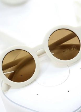 Детские очки модные круглые uv400 защита бежевые коричневые от ультрафиолета пластик...