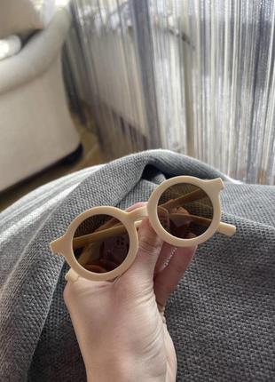 Детские очки модные круглые uv400 защита бежевые коричневые от ультрафиолета пластик...