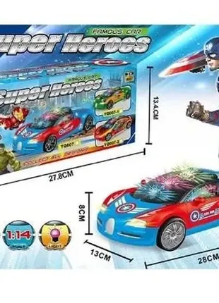 Машинка на батарейках super heroes ездит свет,звук