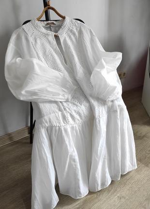 Біла сукня плаття белое платье туника прошва от h&m