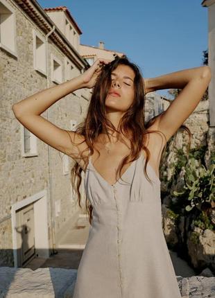 Платье zara миди лён8 фото