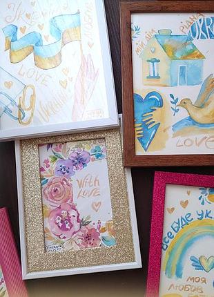 Патриотическая картина аквареля авторская от художника флаг украинский желто голубая картина