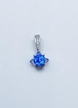 Кулон серебряный с синим опалом 1,26 г