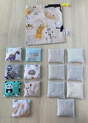 Сенсорные мешочки монтессори (тактильные, мешочки с крупами)