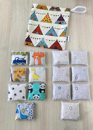 Сенсорные мешочки монтессори (тактильные, мешочки с крупами)