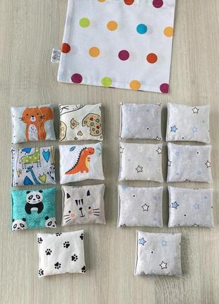 Сенсорные мешочки монтессори (тактильные, мешочки с крупами)