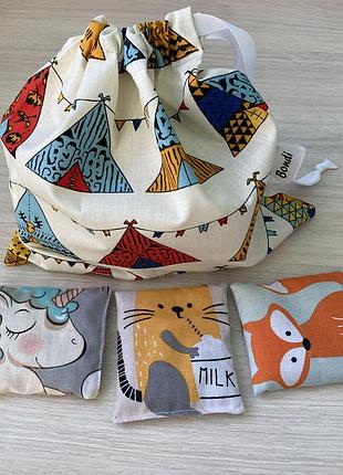 Сенсорные мешочки монтессори (тактильные, мешочки с крупами)