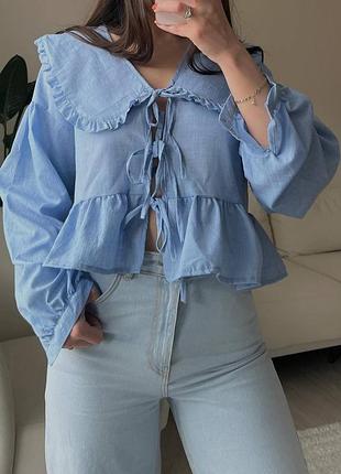 Нереальна лляна жіноча сорочка в стилі zara з коміром оверсайз з льону