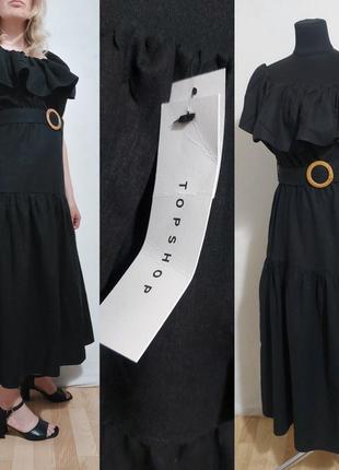 Льняное платье с рюшами topshop