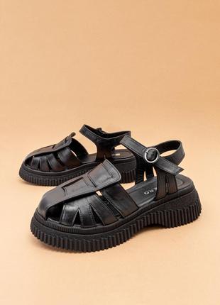 Літні шкіряні жіночі сандалі босоніжки чорні 37-40 женские босоножки кожа guero туреччина
