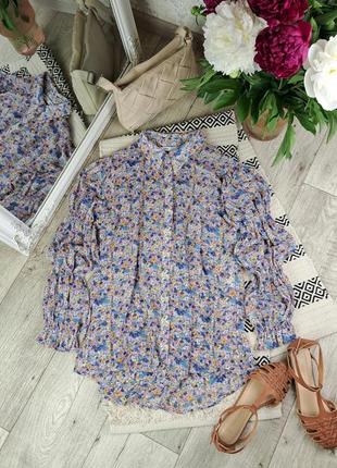 Брендова мила подовжена шифонова сорочка в квіти zara💜