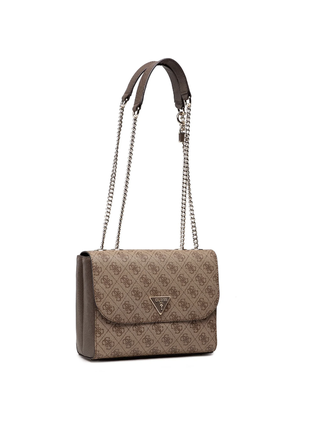 Сумка guess hwbg83 77210 latte/brown оригінал коричнева середня на ланцюжку гесс принт з лого1 фото