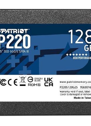 Твердотельный накопитель ssd жесткий диск patriot p220 128gb 2.5" sataiii tlc(p220s128g25)